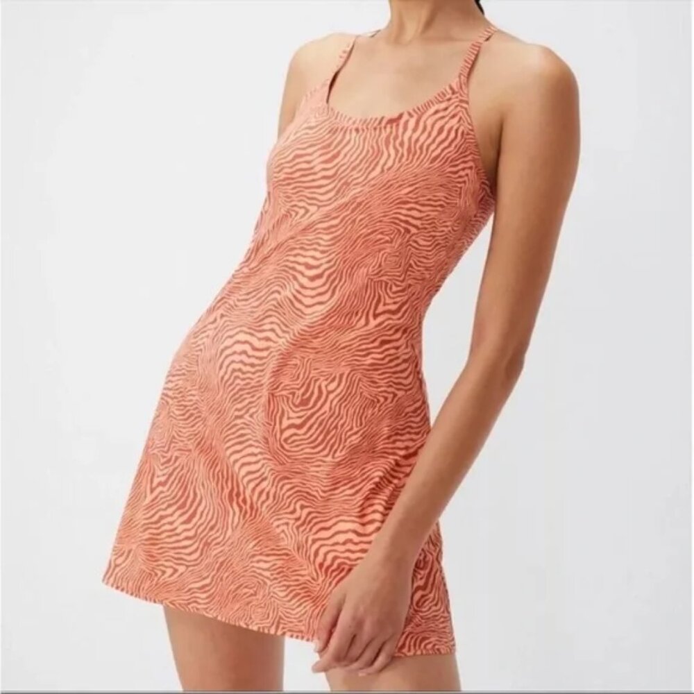 Outdoor Voices Orange Animal Print Workout Dress